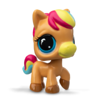 tan horse with rainbow mane